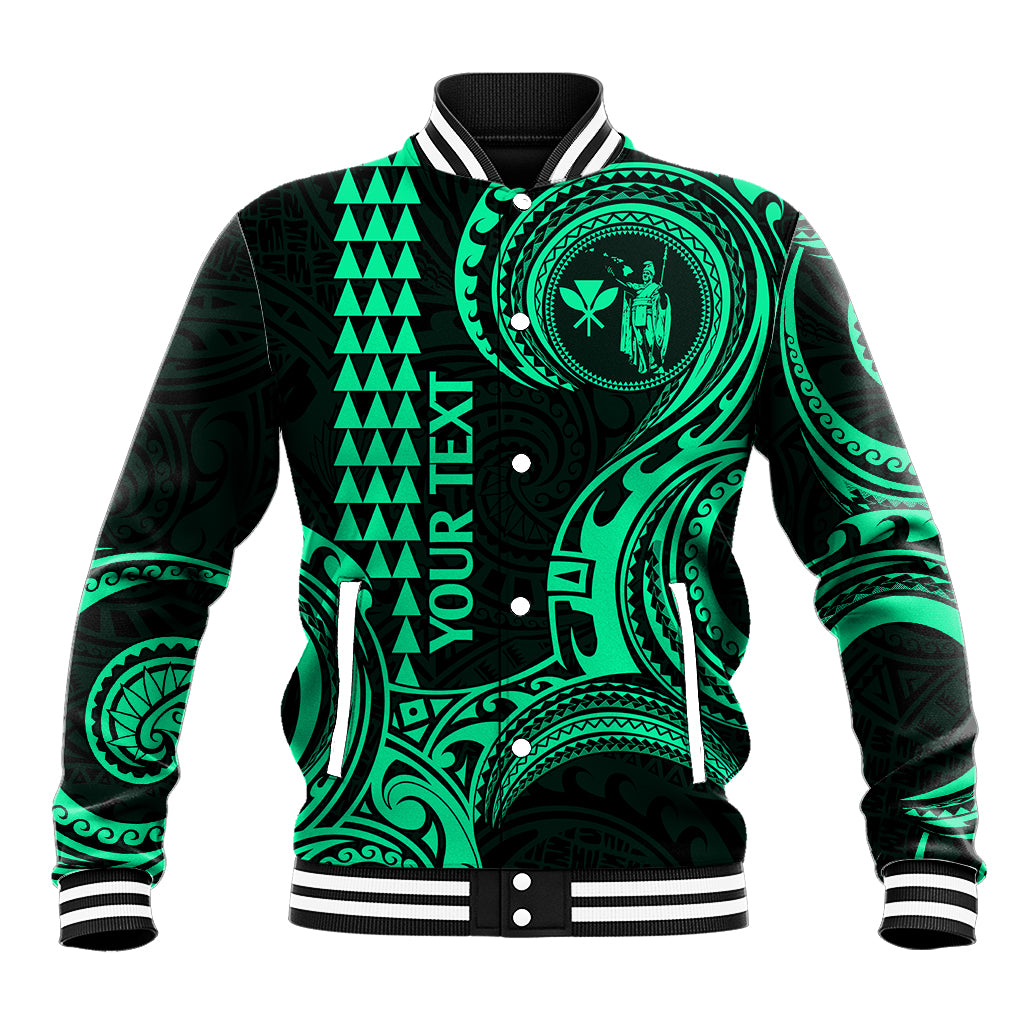 Custom King Kamehameha Day Hawaii Baseball Jacket Paradise of the Pacific Tribal Kakau - Green LT9 Unisex Green - Polynesian Pride