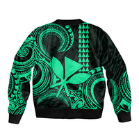 Custom King Kamehameha Day Hawaii Bomber Jacket Paradise of the Pacific Tribal Kakau - Green LT9 - Polynesian Pride