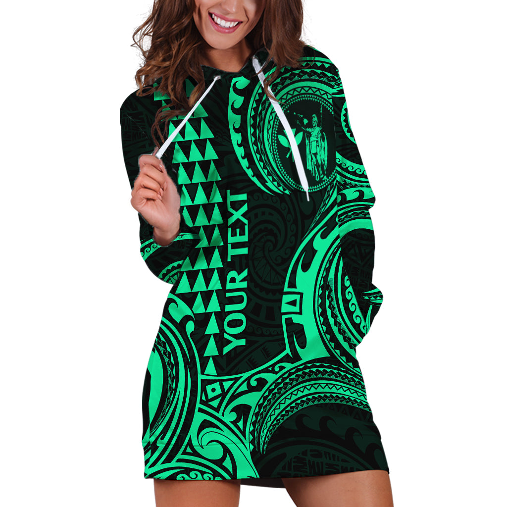 Custom King Kamehameha Day Hawaii Hoodie Dress Paradise of the Pacific Tribal Kakau - Green LT9 Green - Polynesian Pride