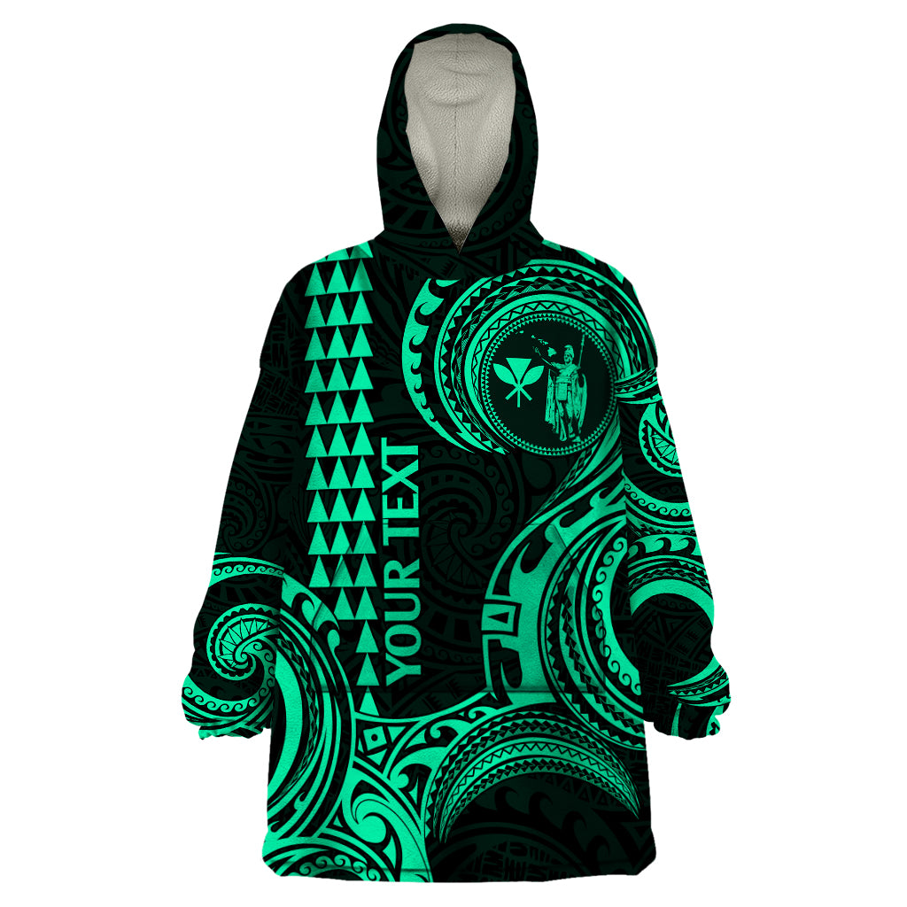 Custom King Kamehameha Day Hawaii Wearable Blanket Hoodie Paradise of the Pacific Tribal Kakau - Green LT9 One Size Green - Polynesian Pride