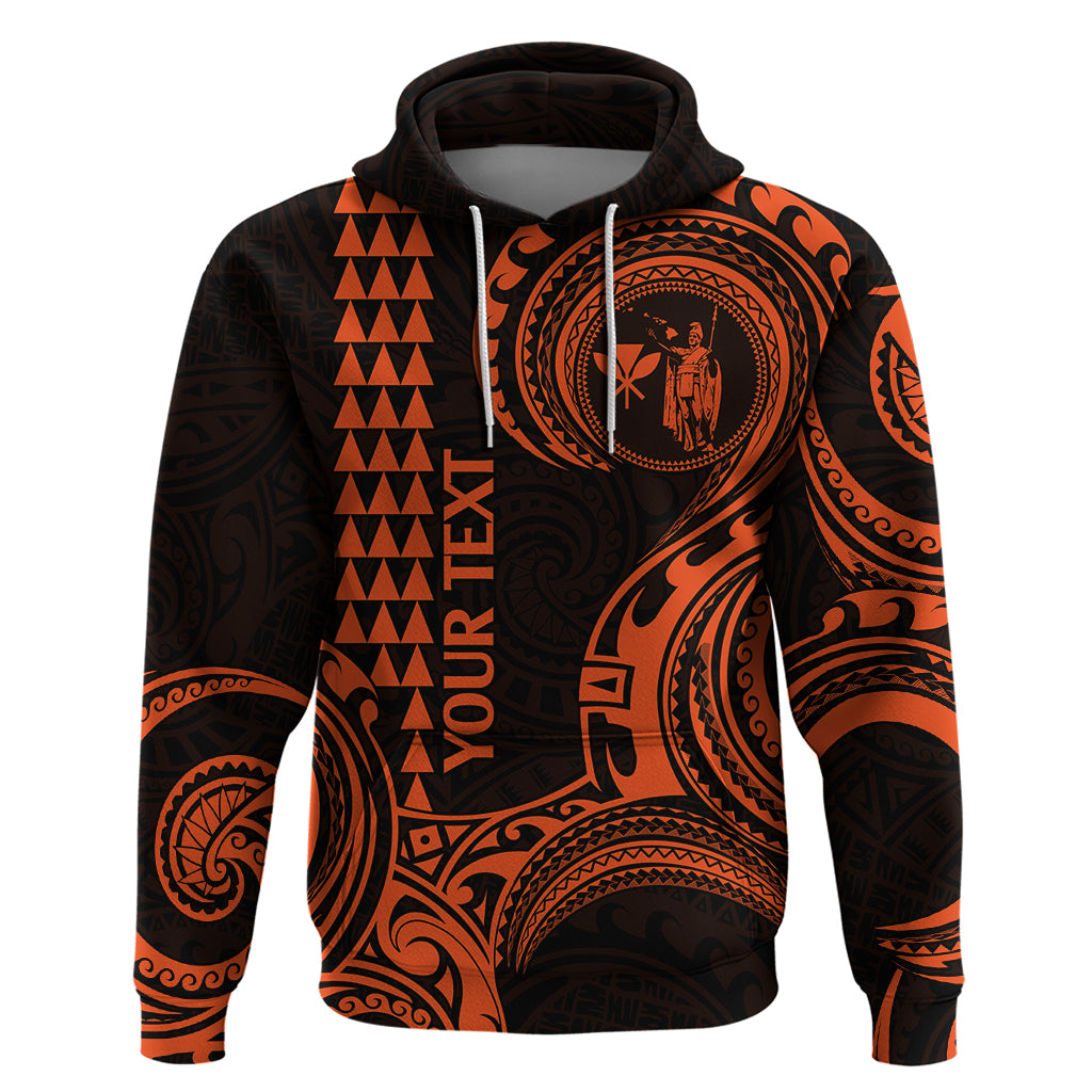 Custom King Kamehameha Day Hawaii Hoodie Paradise of the Pacific Tribal Kakau Orange LT9 Pullover Hoodie Orange - Polynesian Pride