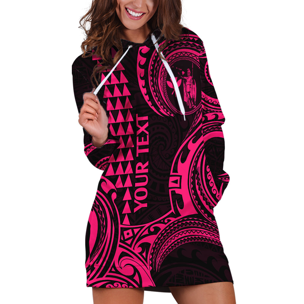 Custom King Kamehameha Day Hawaii Hoodie Dress Paradise of the Pacific Tribal Kakau - Pink LT9 Pink - Polynesian Pride