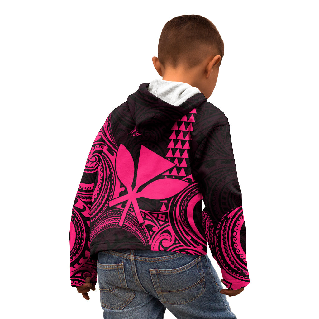 Custom King Kamehameha Day Hawaii Kid Hoodie Paradise of the Pacific Tribal Kakau - Pink LT9 - Polynesian Pride