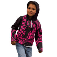 Custom King Kamehameha Day Hawaii Kid Hoodie Paradise of the Pacific Tribal Kakau - Pink LT9 - Polynesian Pride