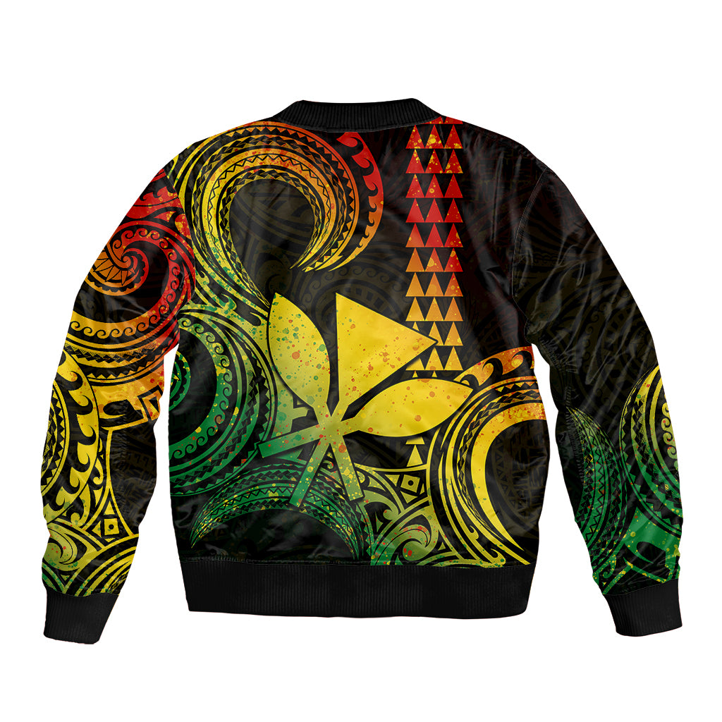 Custom King Kamehameha Day Hawaii Bomber Jacket Paradise of the Pacific Tribal Kakau - Reggae LT9 - Polynesian Pride