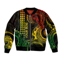 Custom King Kamehameha Day Hawaii Sleeve Zip Bomber Jacket Paradise of the Pacific Tribal Kakau - Reggae LT9 Unisex Reggae - Polynesian Pride