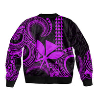 Custom King Kamehameha Day Hawaii Sleeve Zip Bomber Jacket Paradise of the Pacific Tribal Kakau - Purple LT9 - Polynesian Pride