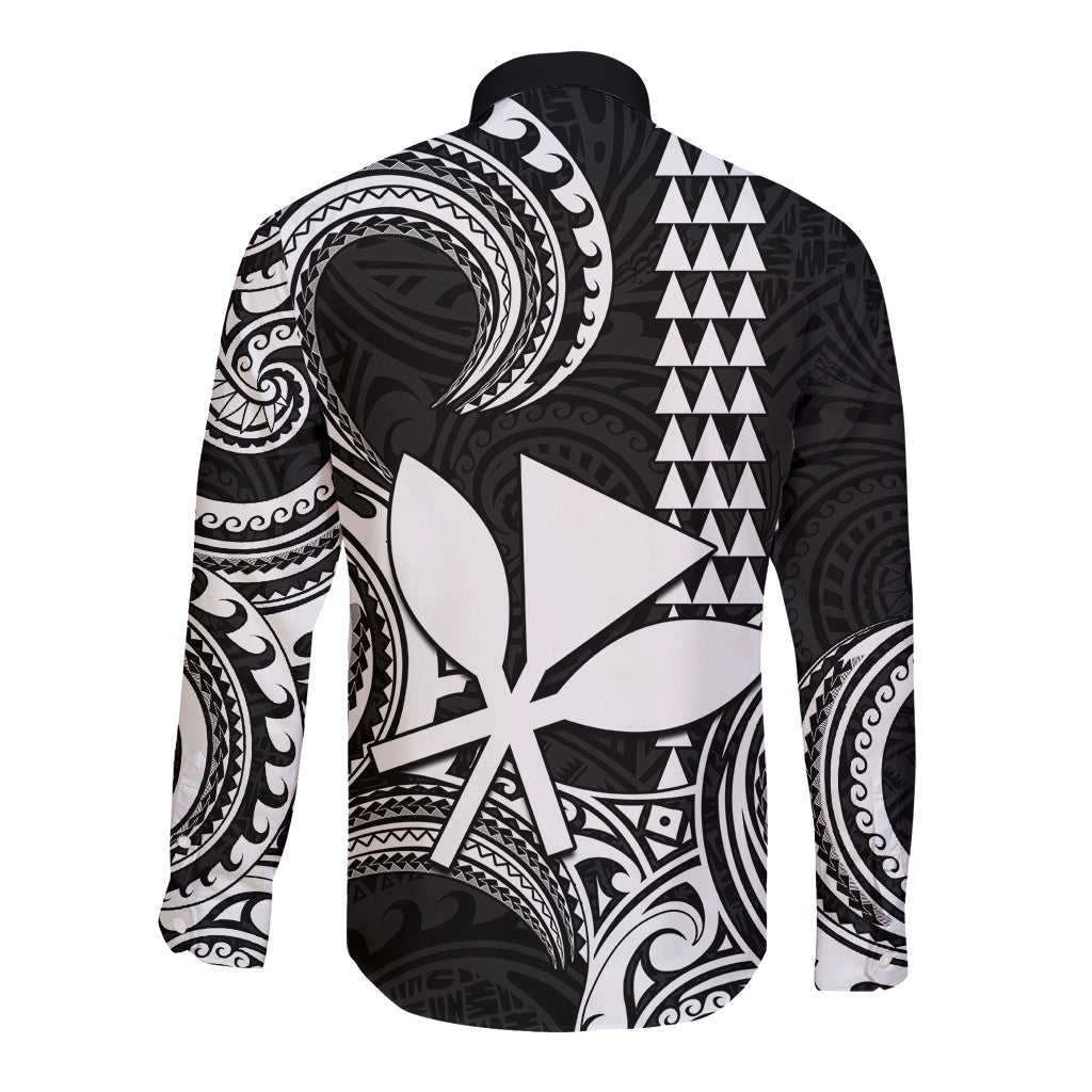 Custom King Kamehameha Day Hawaii Long Sleeve Button Shirt Paradise of the Pacific Tribal Kakau - White LT9 - Polynesian Pride