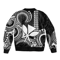 Custom King Kamehameha Day Hawaii Sleeve Zip Bomber Jacket Paradise of the Pacific Tribal Kakau - White LT9 - Polynesian Pride