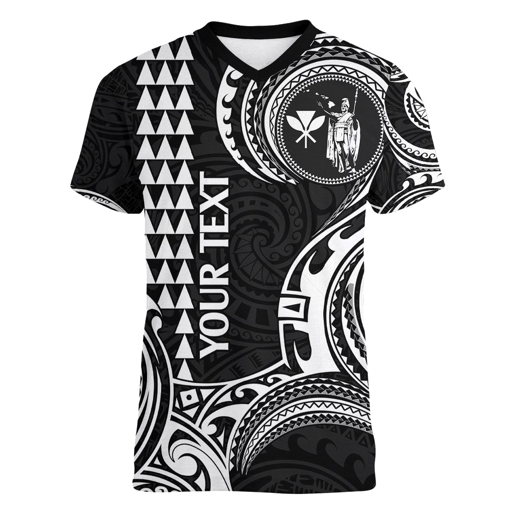 Custom King Kamehameha Day Hawaii Women V Neck T Shirt Paradise of the Pacific Tribal Kakau - White LT9 Female White - Polynesian Pride