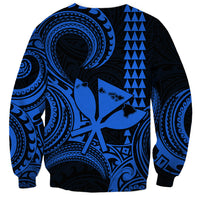 King Kamehameha Day Hawaii Sweatshirt Paradise of the Pacific Tribal Kakau with Kanaka Maoli - Blue LT9 - Polynesian Pride
