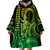 King Kamehameha Day Hawaii Wearable Blanket Hoodie Paradise of the Pacific Tribal Kakau with Kanaka Maoli - Lime LT9 - Polynesian Pride