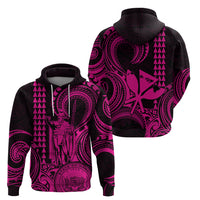 King Kamehameha Day Hawaii Hoodie Paradise of the Pacific Tribal Kakau with Kanaka Maoli Pink LT9 - Polynesian Pride