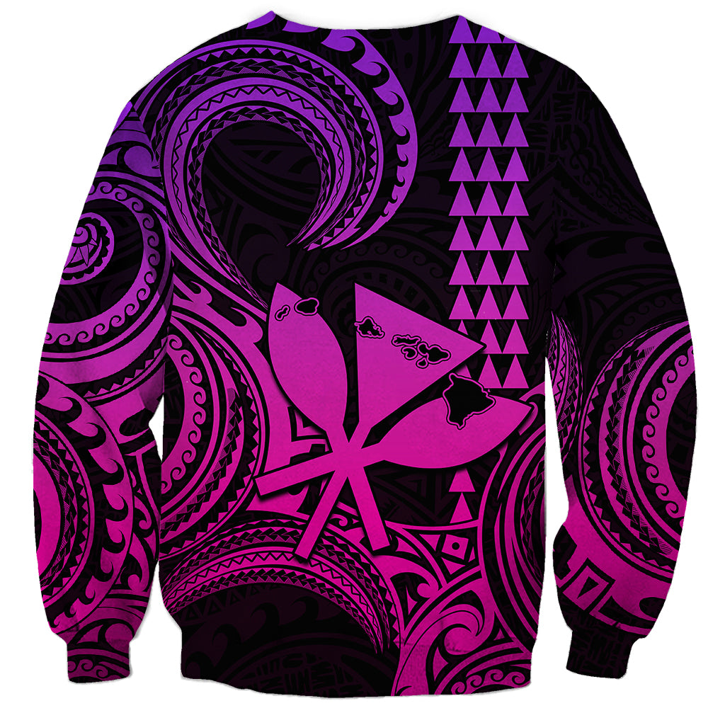 King Kamehameha Day Hawaii Sweatshirt Paradise of the Pacific Tribal Kakau with Kanaka Maoli - Pink Gradient LT9 - Polynesian Pride