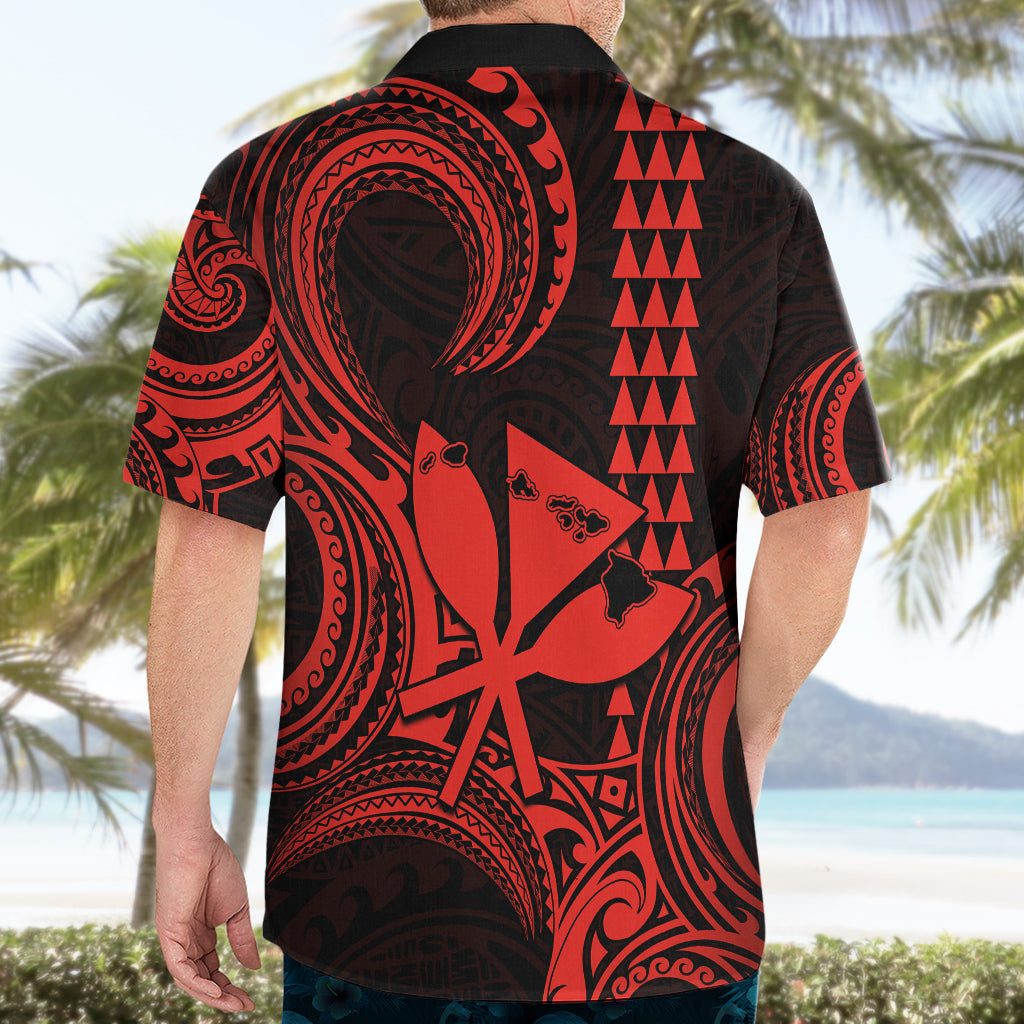 King Kamehameha Day Hawaii Hawaiian Shirt Paradise of the Pacific Tribal Kakau with Kanaka Maoli - Red LT9 - Polynesian Pride