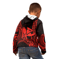 King Kamehameha Day Hawaii Kid Hoodie Paradise of the Pacific Tribal Kakau with Kanaka Maoli - Red LT9 - Polynesian Pride