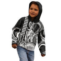 King Kamehameha Day Hawaii Kid Hoodie Paradise of the Pacific Tribal Kakau with Kanaka Maoli - White LT9 - Polynesian Pride