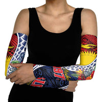 Flag of Kiribati Polynesian Pattern Arm Sleeves Est 1979 With Tropical Flowers - Polynesian Pride