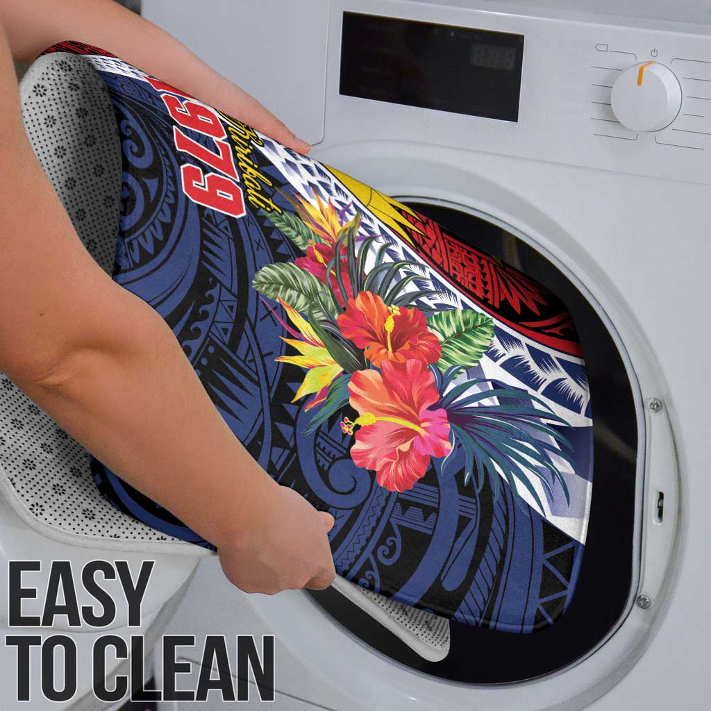 Flag of Kiribati Polynesian Pattern Bathroom Set Est 1979 With Tropical Flowers - Polynesian Pride