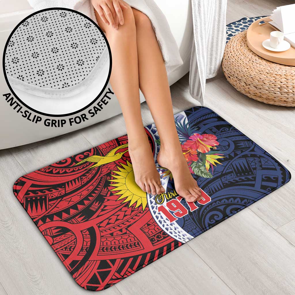 Flag of Kiribati Polynesian Pattern Bathroom Set Est 1979 With Tropical Flowers - Polynesian Pride