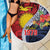 Flag of Kiribati Polynesian Pattern Beach Blanket Est 1979 With Tropical Flowers