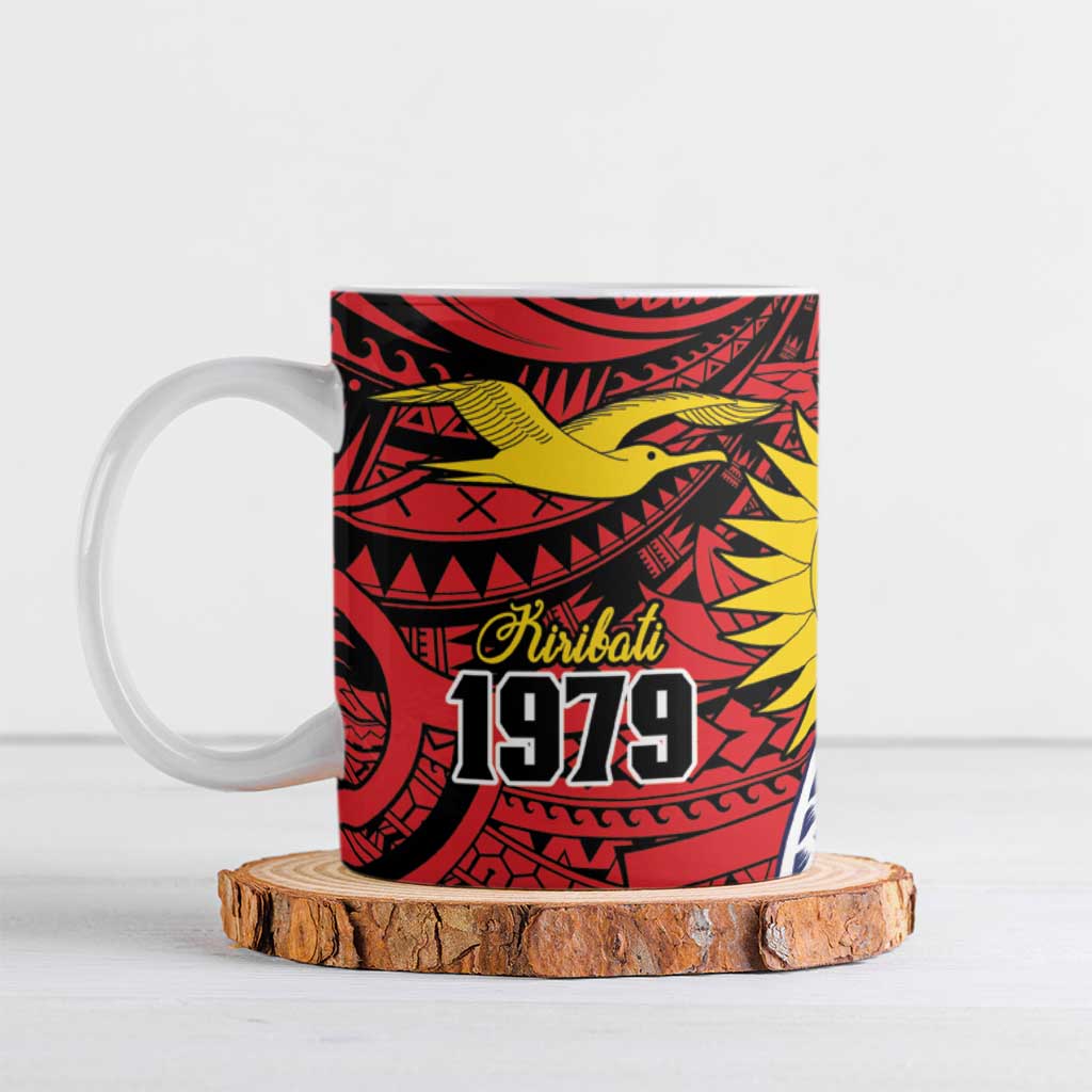 Flag of Kiribati Polynesian Pattern Ceramic Mug Est 1979 With Tropical Flowers - Polynesian Pride