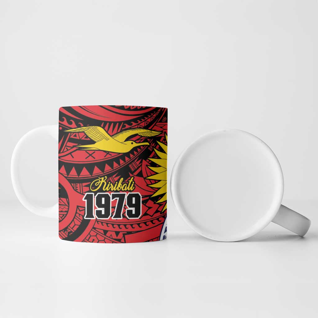 Flag of Kiribati Polynesian Pattern Ceramic Mug Est 1979 With Tropical Flowers - Polynesian Pride