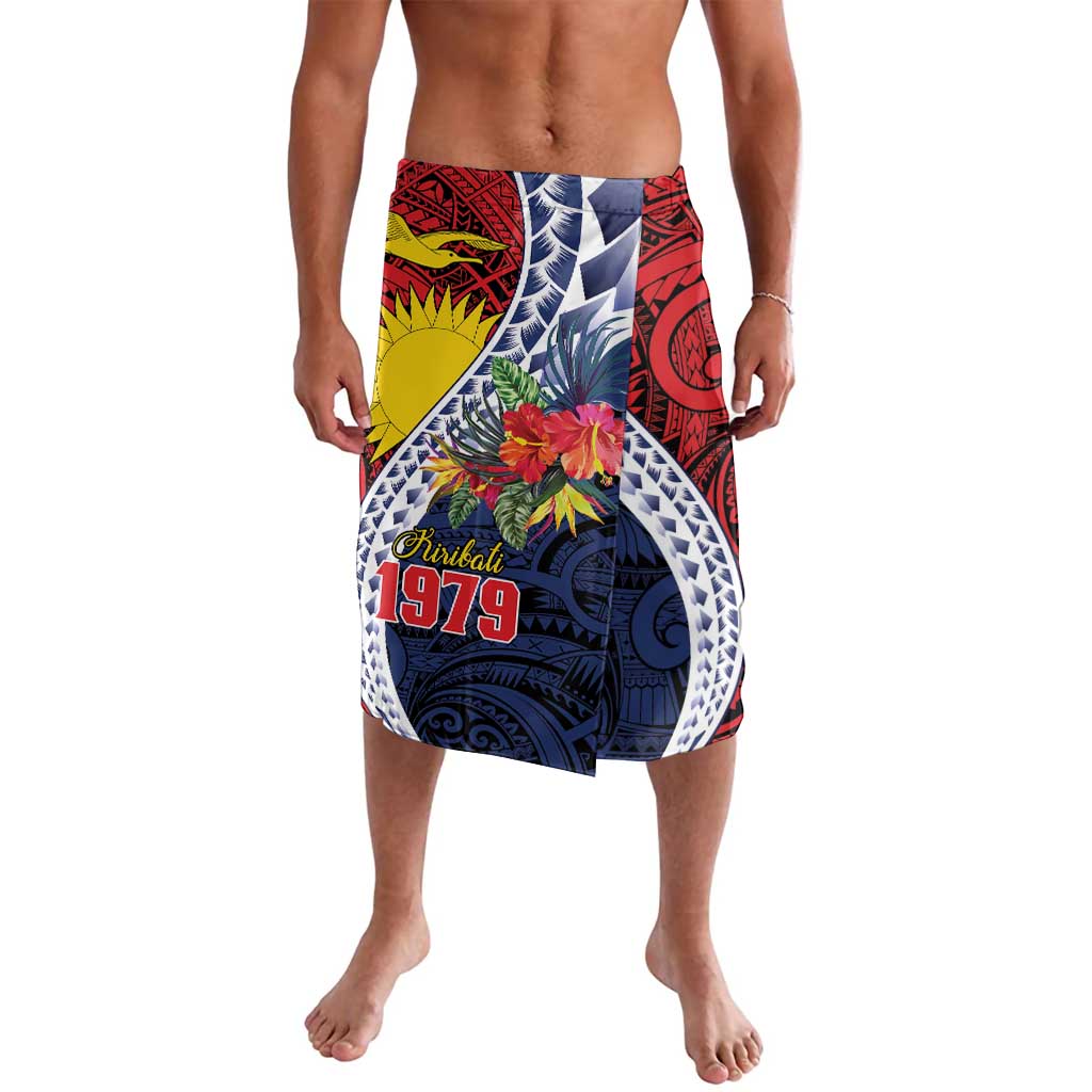 Flag of Kiribati Polynesian Pattern Lavalava Est 1979 With Tropical Flowers
