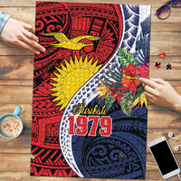Flag of Kiribati Polynesian Pattern Puzzle Est 1979 With Tropical Flowers - Polynesian Pride