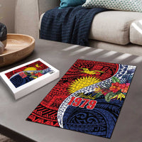 Flag of Kiribati Polynesian Pattern Puzzle Est 1979 With Tropical Flowers - Polynesian Pride