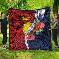 Flag of Kiribati Polynesian Pattern Quilt Est 1979 With Tropical Flowers