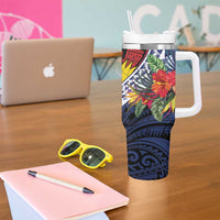 Flag of Kiribati Polynesian Pattern Tumbler With Handle Est 1979 With Tropical Flowers