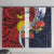 Flag of Kiribati Polynesian Pattern Window Curtain Est 1979 With Tropical Flowers