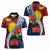Flag of Kiribati Polynesian Pattern Women Polo Shirt Est 1979 With Tropical Flowers