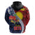 Flag of Kiribati Polynesian Pattern Zip Hoodie Est 1979 With Tropical Flowers