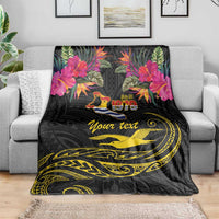 Kiribati Independence Day Personalised Blanket Gold Frigatebird with Polynesian Pattern