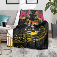 Kiribati Independence Day Personalised Blanket Gold Frigatebird with Polynesian Pattern