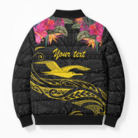 Kiribati Independence Day Personalised Bomber Puffer Jacket Gold Frigatebird with Polynesian Pattern - Polynesian Pride