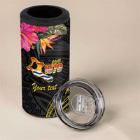 Kiribati Independence Day Personalised 4 in 1 Can Cooler Tumbler Gold Frigatebird with Polynesian Pattern