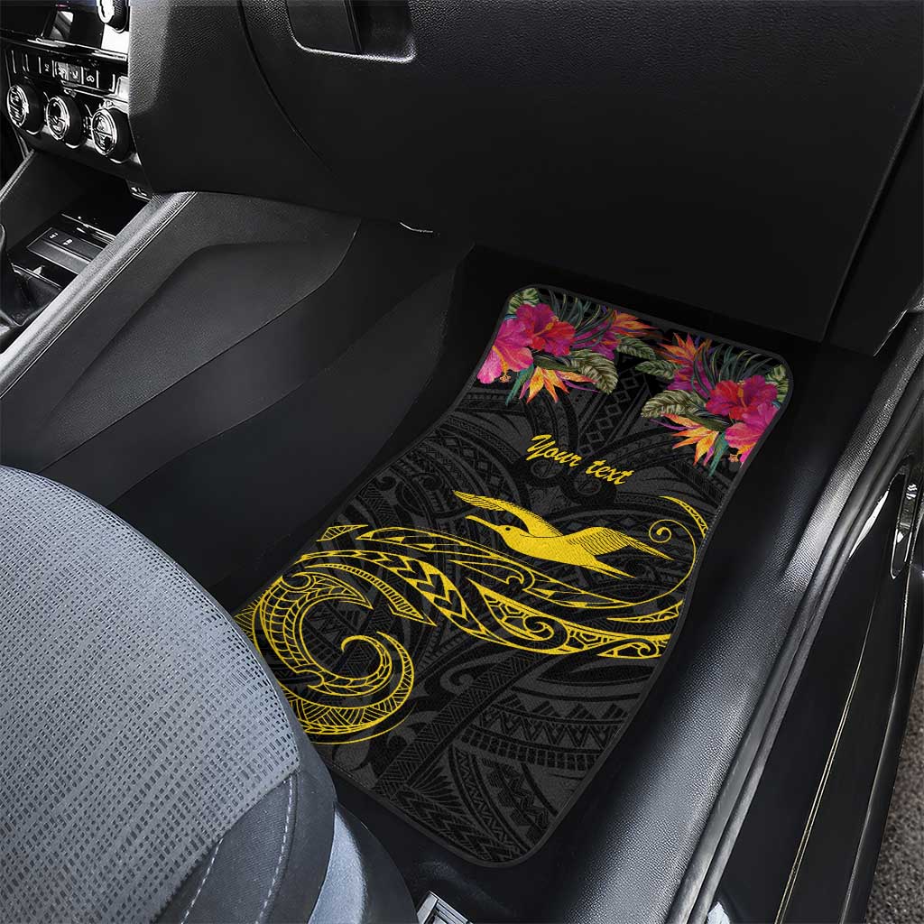 Kiribati Independence Day Personalised Car Mats Gold Frigatebird with Polynesian Pattern