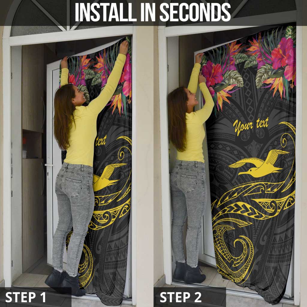 Kiribati Independence Day Personalised Door Cover Gold Frigatebird with Polynesian Pattern - Polynesian Pride