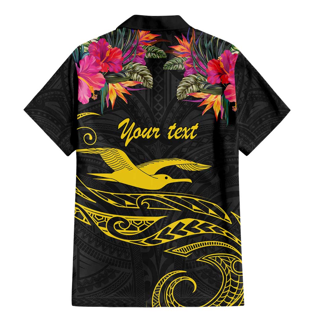 Kiribati Independence Day Personalised Family Matching Mermaid Dress and Hawaiian Shirt Gold Frigatebird with Polynesian Pattern