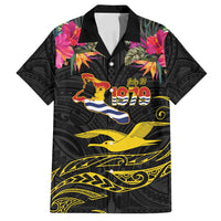 Kiribati Independence Day Personalised Family Matching Tank Maxi Dress and Hawaiian Shirt Gold Frigatebird with Polynesian Pattern