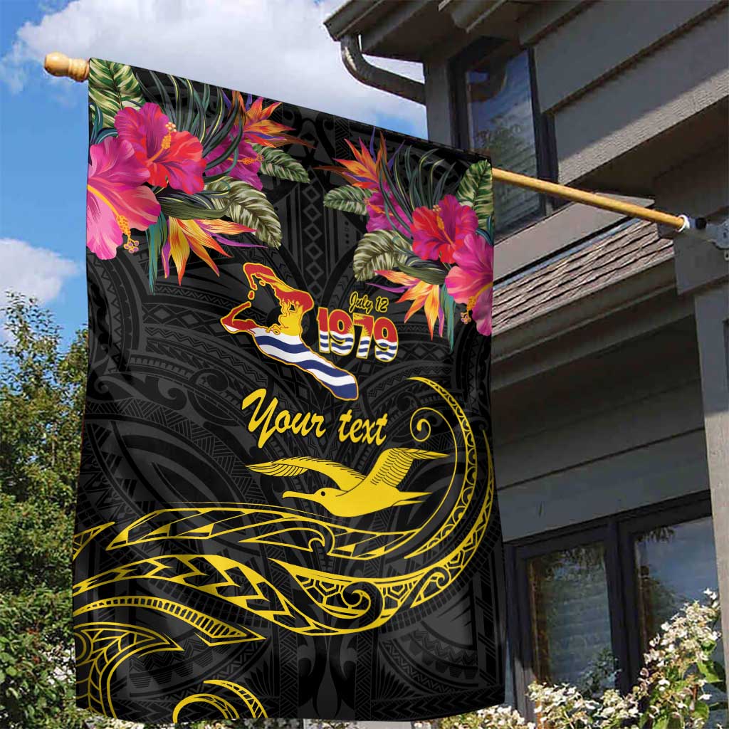 Kiribati Independence Day Personalised Garden Flag Gold Frigatebird with Polynesian Pattern