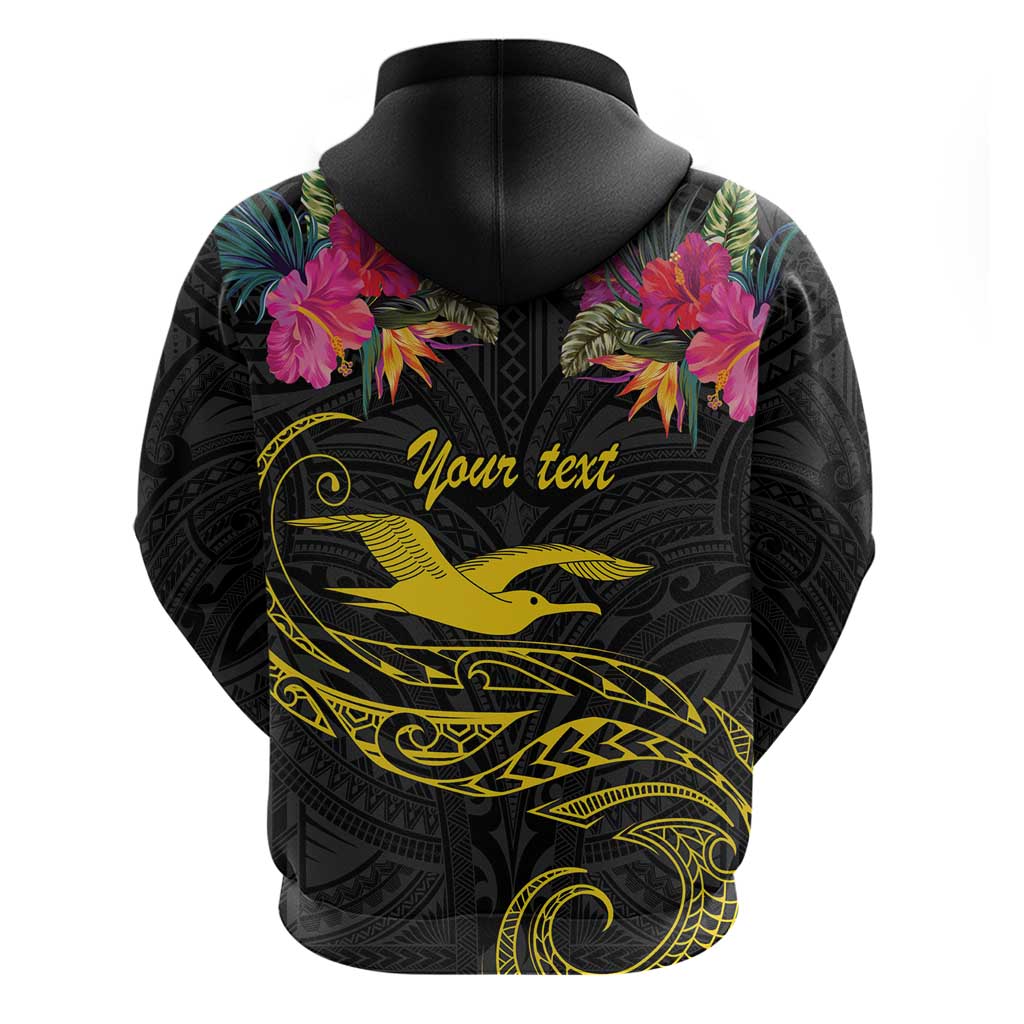 Kiribati Independence Day Personalised Hoodie Gold Frigatebird with Polynesian Pattern