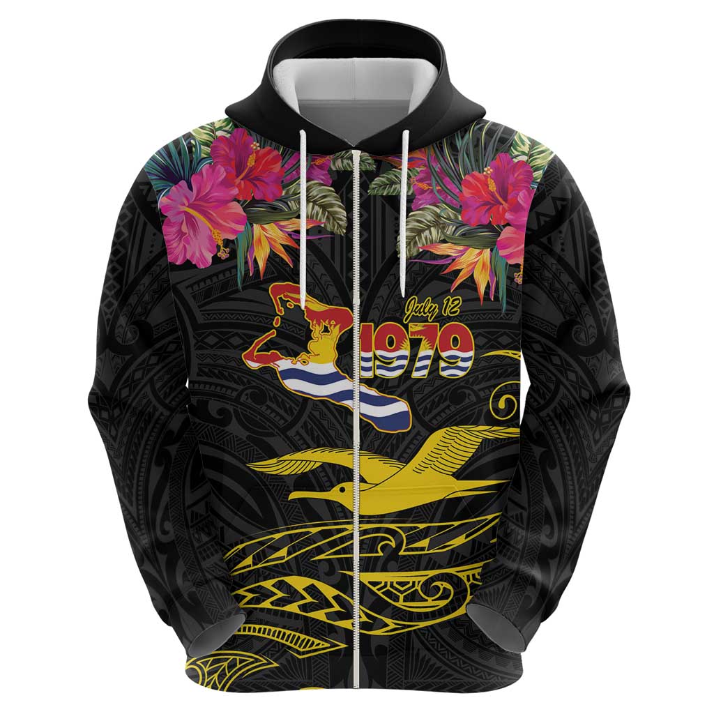 Kiribati Independence Day Personalised Hoodie Gold Frigatebird with Polynesian Pattern