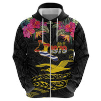 Kiribati Independence Day Personalised Hoodie Gold Frigatebird with Polynesian Pattern