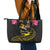 Kiribati Independence Day Personalised Leather Tote Bag Gold Frigatebird with Polynesian Pattern