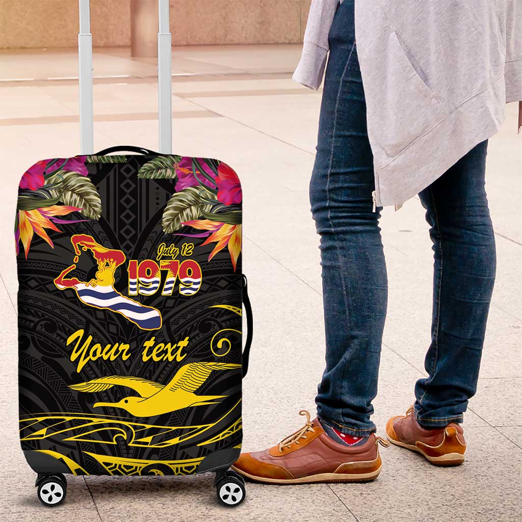 Kiribati Independence Day Personalised Luggage Cover Gold Frigatebird with Polynesian Pattern