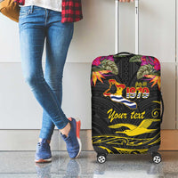 Kiribati Independence Day Personalised Luggage Cover Gold Frigatebird with Polynesian Pattern